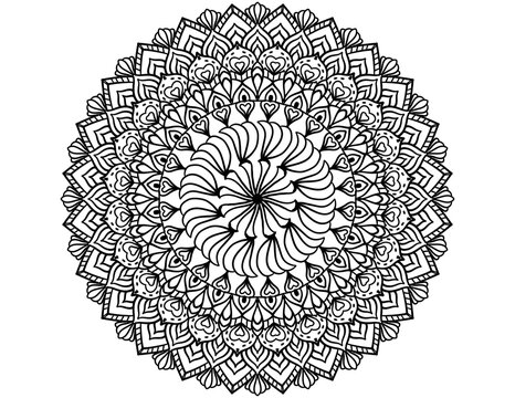 Black and White Mandala Line Art Decorative Round Ornament