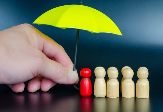 Leader figure under yellow umbrella representing responsible leadership, trust, and future security.