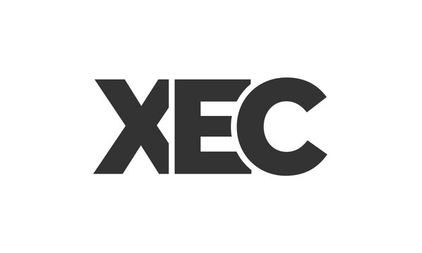 XEC logo design template with strong and modern bold text. Initial based vector logotype featuring simple and minimal typography. Trendy company identity.