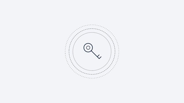 security key line icon with rotating rings, dark ink blue style