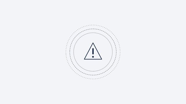 security warning alert line icon with rotating rings, dark ink blue style