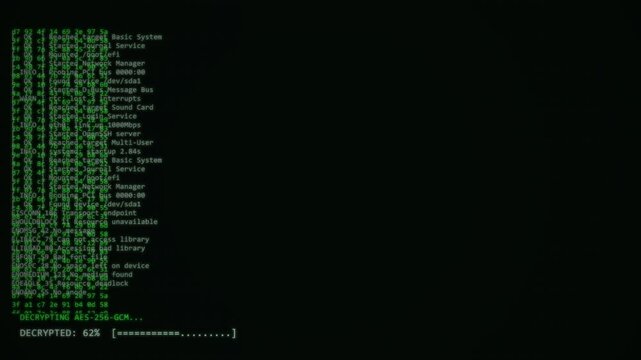 Retro Green CRT Terminal Decryption Noise Glitch Reveal Typewriter Hack Progress Loop Motion Graphic