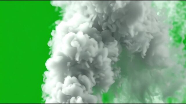 Thick White Smoke Billowing and Rising on Green Screen