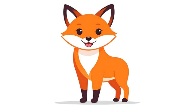 Cute cartoon fox standing upright with big eyes.