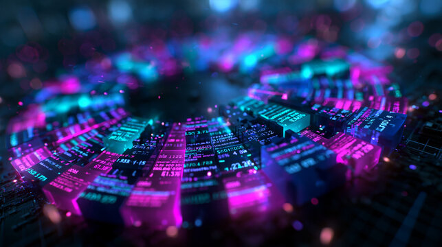 Digital Technology Network Circuit Board Visualization