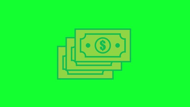 Video Motion Animation Cartoon Money, with Green Screen