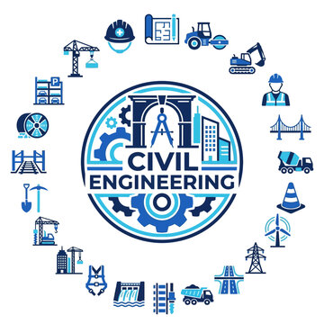 Civil engineering construction logo emblem.