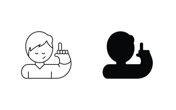 Vector illustration icon set of person pointing index finger up with pointing thinking suggestion