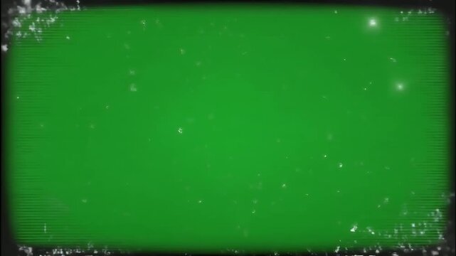 A green screen with a vintage film effect overlay.