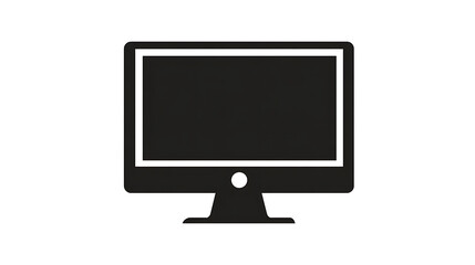 Fototapeta premium A black and white monitor icon with a blank screen and a single circular power button located below the screen