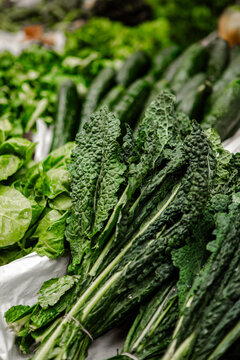 Fresh Lacinato Kale Bundles at Farmers Market