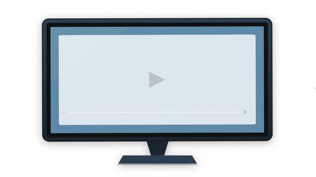 Modern Flat Screen Television Displaying Play Button Icon.