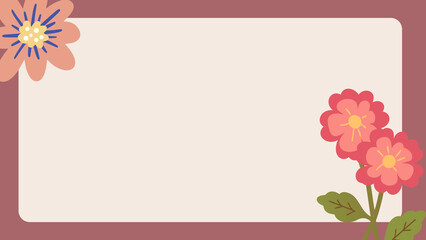 Floral border background with copy space, elegant botanical frame for invitations, minimalist flower illustration on mauve backdrop © Senandung