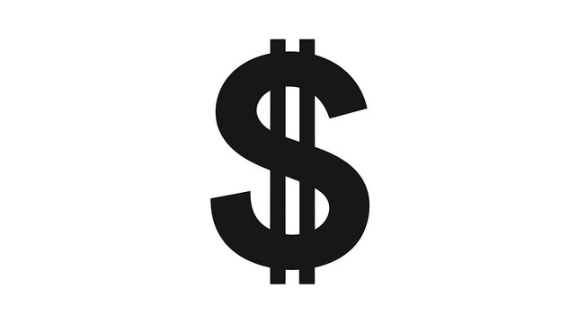 A bold black dollar sign on a white background, representing wealth and commerce