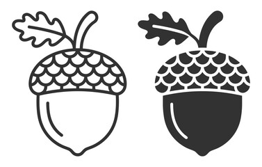 acorn icons vector illustration set with leaf isolated on transparent background © gerik_a