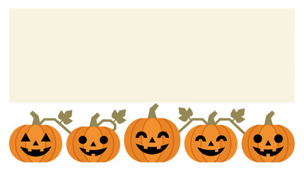 Jack o lantern pumpkins with vines bottom border background for Halloween template © Senior