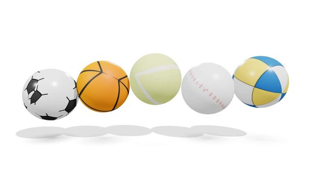 Video of various types of balls used in sports.