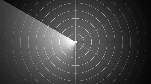 Rotating radar screen animation with scanning beam for military or technology interface sonar