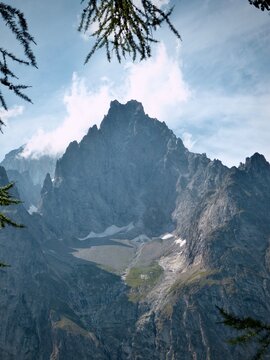 mountain and clouds
