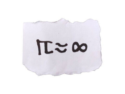 Mathematical pi symbol approximately equals infinity handwritten style