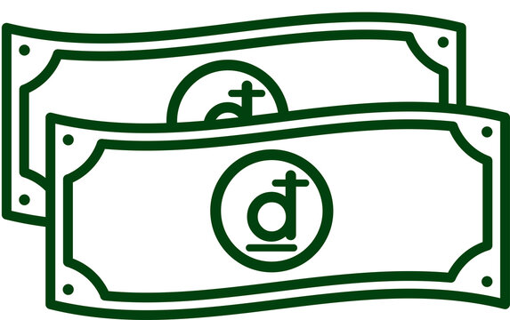 Two Overlapping Wavy Vietnamese Dong Banknotes Art