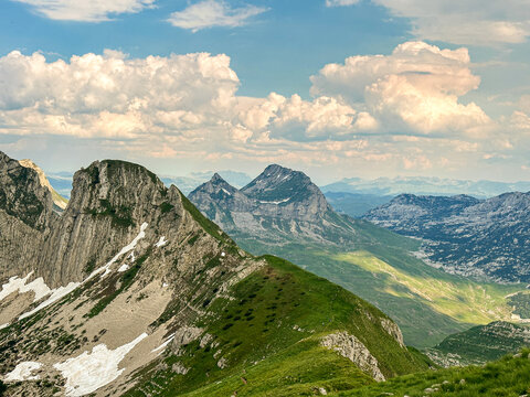Panoramic mountain landscape from Pruta&scaron; ridge in Durmitor National Park Montenegro