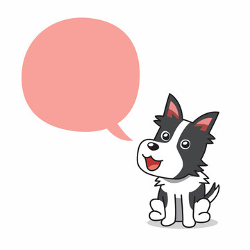Cute Border Collie dog with blank speech bubble cartoon vector illustration