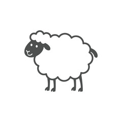 Obraz premium Minimal Woolly Sheep Farm Icon Flat Vector