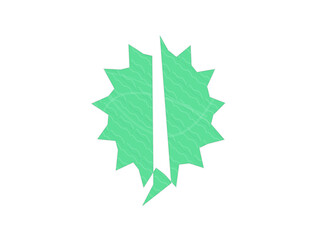 Fototapeta premium Green jagged starburst speech bubble with starburst explosion dialogue communication template interface as PNG element