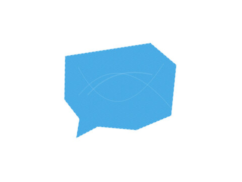 Blue scratched speech bubble icon with scratched communication dialogue conversation transparent feedback as transparent object