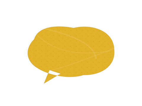 Yellow rounded rectangular speech bubble with dialogue communication template interface as isolated object