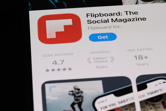 Shanghai,China-July 31st 2026: Flipboard app download page on phone screen