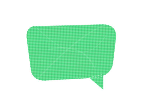 Green speech bubble sticker with dialogue communication template interface as transparent PNG