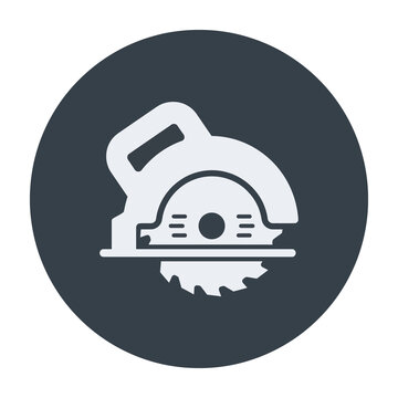 Circular saw icon on dark background tool symbol