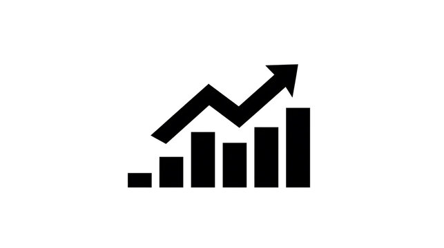 A black icon representing a bar chart with an upward trending arrow, symbolizing growth and positive performance