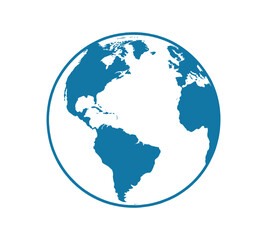 Obraz premium A Blue Globe Illustration: A stylized depiction of planet Earth, showcasing continents. world map, blue planet, earth illustration, global network, international concept.