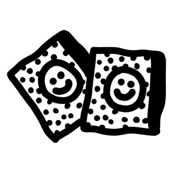 Minimalist raw line art of condom wrappers for safe sex