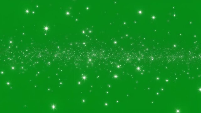Suspended White Particles Drifting in Random Motion on Green Screen