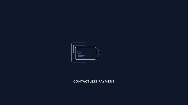 Modern contactless payment icon with credit card and reader on dark background for digital banking concept