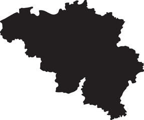 Fototapeta premium Belgium Map Silhouette, Kingdom of Belgium Country Outline Black Vector Illustration Isolated on White Background