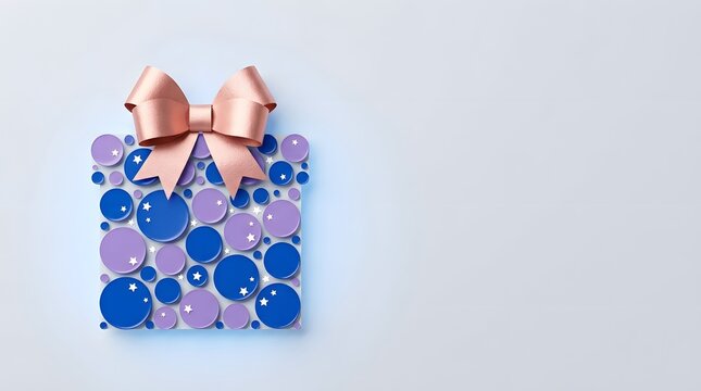 Cute whimsical character sitting near a Christmas gift box