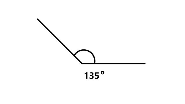 Obtuse Angle 135 Degree Measurement Geometry Diagram Animation Loop Isolated white Background Motion Graphic Video