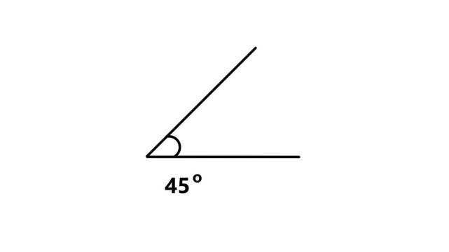 Obtuse Angle 45 Degree Measurement Geometry Diagram Animation Loop Isolated white Background Motion Graphic Video