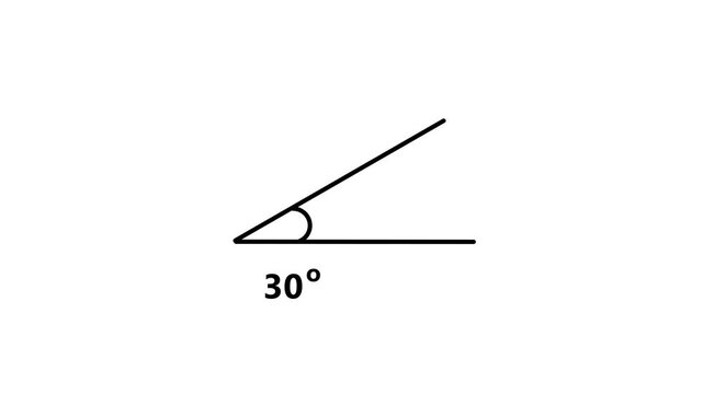 Obtuse Angle 30 Degree Measurement Geometry Diagram Animation Loop Isolated white Background Motion Graphic Video