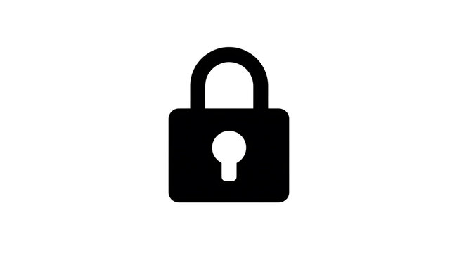 A simple black icon of a padlock with a keyhole, representing security and privacy