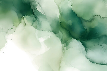 Emerald Green Alcohol Ink Abstract Background with Flowing Layers © PixelStudio