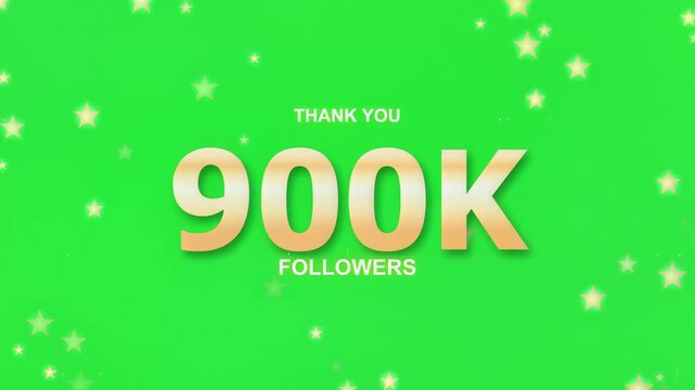 Thank You 900K Followers Celebration Animation on Green Screen