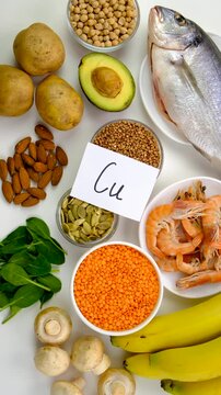 Foods that contain copper. Selective focus.