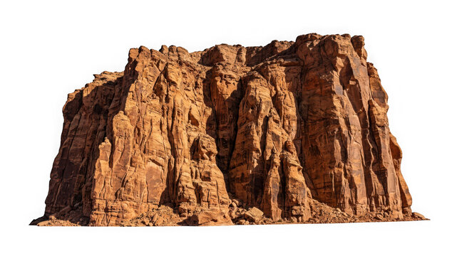 Large desert rock formation isolated on transparent background