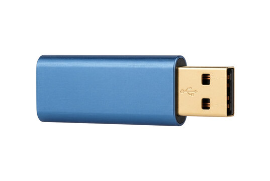 Blue Metallic USB Flash Drive with Gold Connector